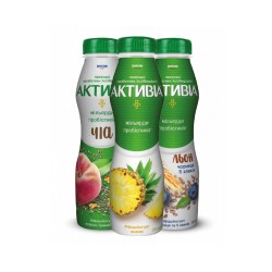 Активіа йогурт 1.5% 290г Ананас, Персик-чиа-гранола, Черника 5 злаков