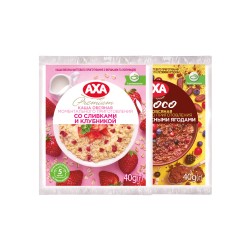 Каша АХА овсяная ябл. груша, сливки клубника, какао лесн. ягоды