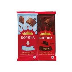 Шоколад Корона молочний, чорний