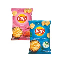 Lay's Чипсы картофельные 133г Краб, Сметана/зелень