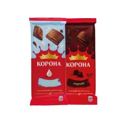 Шоколад Корона молочний, чорний