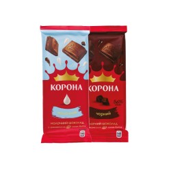 Шоколад Корона 85г молочний, чорний