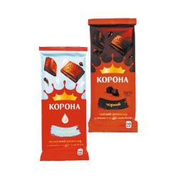Шоколад Корона 85г молочний, чорний