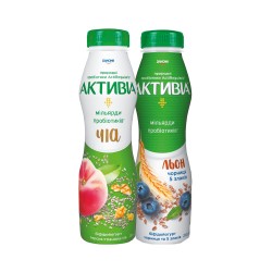 Йогурт 1.5% Активиа 290г персик-чиа-гранола, черника 5 злаков