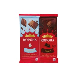 Шоколад Корона 85г молочний, чорний