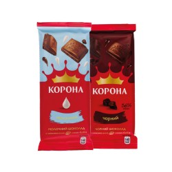 Шоколад Корона чорний, молочний