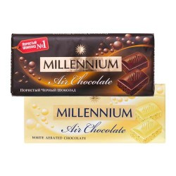 Шоколад Millennium пористий 90г білий, чорний