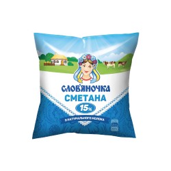 Сметана 15% плівка Слов'яночка 380г