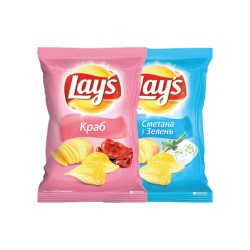 Чіпси Lay's краб, сметана-зелень
