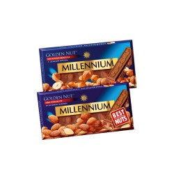 Шоколад Millennium Gold молочний 100г цілий ліс.горіх, мигдаль